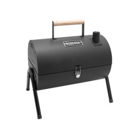 Portable Charcoal Grill with Warming Rack, Wooden Handle, Tabletop BBQ Grill for Outdoor Barbecue Camping Picnic Backyard Patio, Black