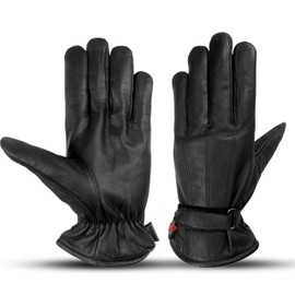 Hugger Men’s Water Resistant Leather Lined for Winter Driving Glove, Motorcycles, Classic Style Large Black