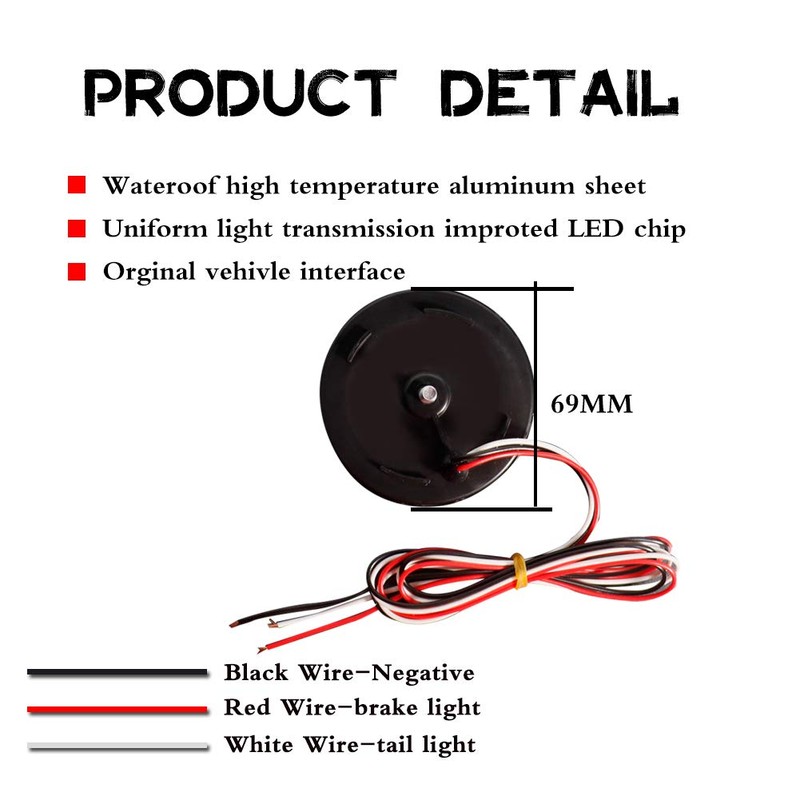 GTINTHEBOX Red Lens Led Rear Bumper Reflector Tail Brake Stop
