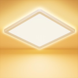 LED Ceiling Light Living Room 3000K-18W-1600LM, IP44 Waterproof Modern Simple Ultra Thin Lamp for Bedroom, Bathroom, Hallway, Balcony, Kitchen, Cellar - 22 cm, Square