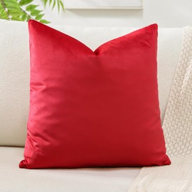 Artscope Luxury Velvet Cushion Covers Decorative Square Pillowcases Soft Solid Cushion Cases for Couch Sofa Bedroom Home Decor 50x50cm Red
