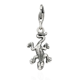 NKlaus 15664 Women's Charm Pendant Salamander 925 Silver Antique 18 x 10 mm Jewellery for Charm Bracelet, Silver