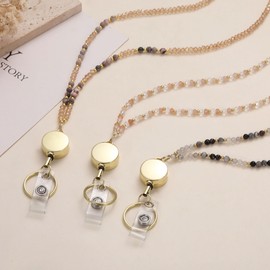 Nymerianoble Id Badge Holder with Lanyard for Women Teacher Beaded Lanyard Christmas Gifts for Coworkers Birthday Gifts for Teens Student