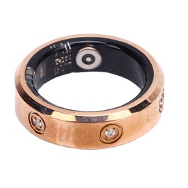 Zopsc Smart Ring Fitness Tracker Diamond, Fitness Rings with Bluetooth Remote Shutter, Step Counter, Health Monitor Ring for Running Walking Gold (10#)