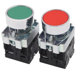 mxuteuk 2pcs 22mm Momentary Push Button Switch SPST 1NO 1NC 660V 10A HB2-BA35/45-GR