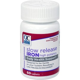 Quality Choice Iron High Potency Slow Release Tablets, 45mg, 60 Tabets Each (9)