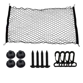 Heavy-Duty Car Rear Cargo Net, Adjustable Stretchable Trunk Storage Net, 43.3" x 23.62" Elastic Cargo Organizer Mesh with Hooks, Universal Vehicle Interior Accessory for SUV Truck RV (110 * 60CM)