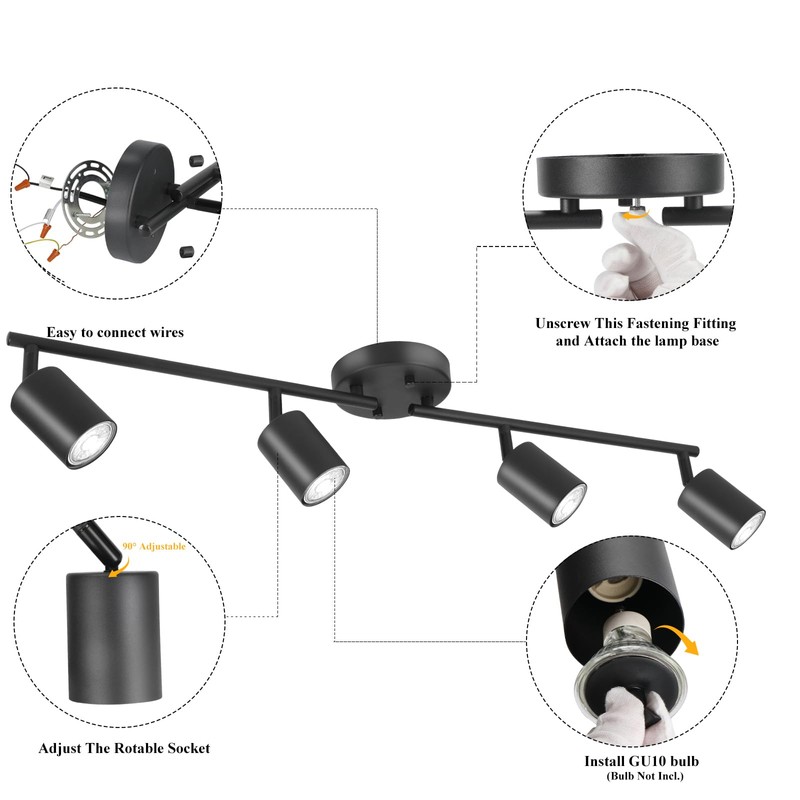 BoostArea BoostArea LED 4 Light Track Lighting Kit, Black 4
