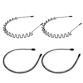 JERLITU Metal Hair Band for Men Headbands for Women, Unisex Black Wavy Hair bands, Wave Simple Elastic Non Slip Head Headwear, outdoor Sports Fashion ace Wash Head Band (4 Pcs)