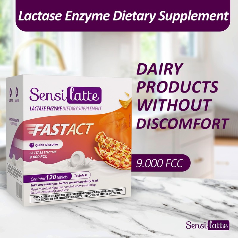 SENSI LATTE Lactase Enzyme 120 Tablets No Flavor - 9.000
