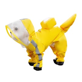 Harikaji Small Dog Raincoat, Tail Protect Feet Cover Waterproof Dog Rain Jacket for Puppy Small Dogs(Yellow,XXL)