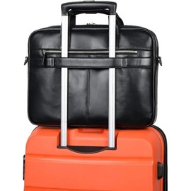 GREAT DONAK Leather 15" Laptop Messenger Bag | Dual Compartments Office School College Travel Luggage For Men and Women | Adjustable Crossbody Shoulder Straps Water Resistant YKK Zipper - Black