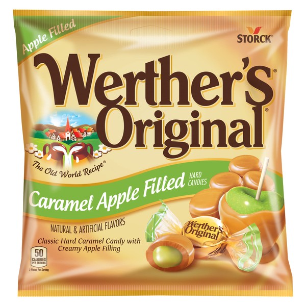 Werther's Original Hard Apple Filled Caramel Candy, 5.5 Oz Bags (Pack of 12)