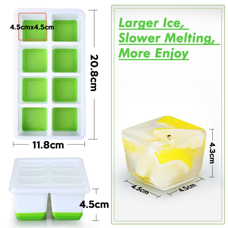 Large Ice Cube Trays with Lid, Jrisbo 2 Pack Stackable