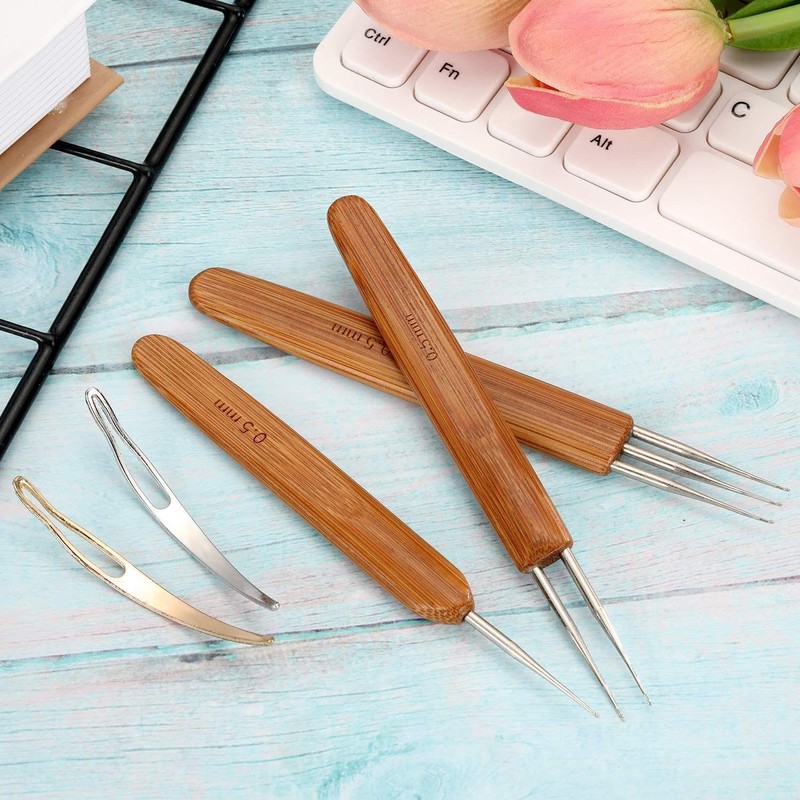 WILLBOND 5 Pieces Dreadlocks Crochet Hook Tool Includes 3 Dreadlocks