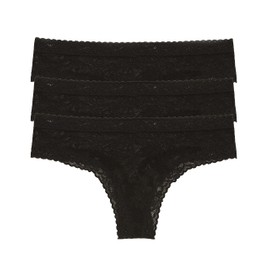 Natori Women Escape Thong 3-Pack (Black, Large)