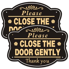 Yuzkouge 2 Pack Please Close The Door Gently Sign, 10” x 7” Rust Free Aluminum Door Sign, Weatherproof, Fade Resistant, Easy Mounting.