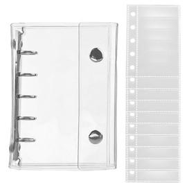 MINGTIANGH M5 Sealing Pad, Transparent PVC Material, Photo Storage, Binder with Storage Bag for 10 Refills, Transparent, Push and Trifold, Color File, Picura, Inner Pages can be freely changed