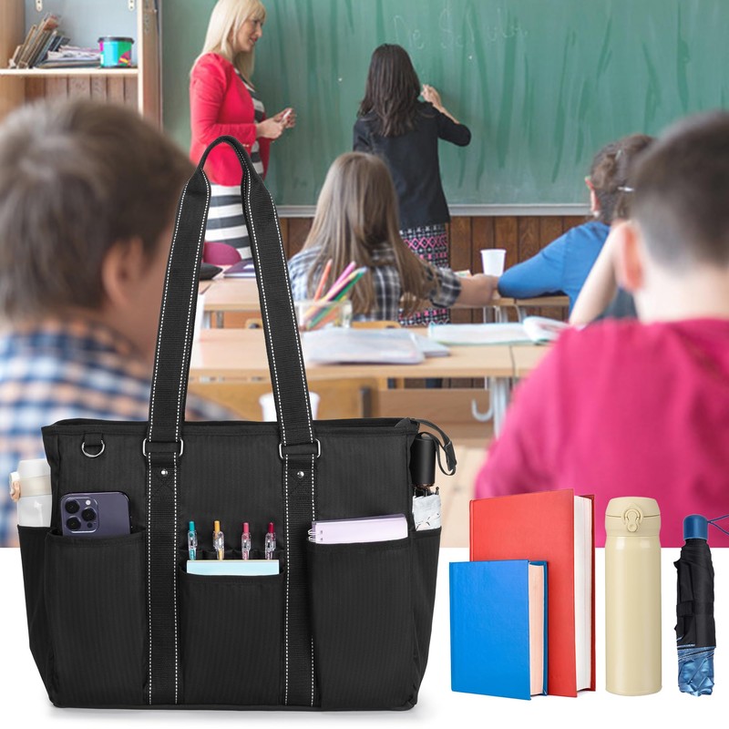Damero Teacher Tote Bag with Padded Laptop Sleeve, Teacher Work
