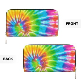 TREJUKY Tie Dye Rainbow Spiral Pattern Wallet for Men Women Elegant Long Clutch Zip Around Travel Leather Coin Purse Large Capacity Credit Card Holder Handbag