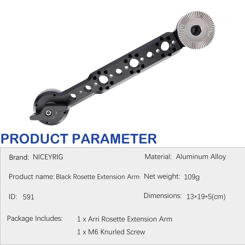 NICEYRIG Rosette Extension Arm with Nato Rail & Locating Holes
