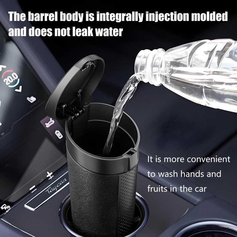 Sandfren Car Trash Can, Leakproof Mini Automotive Garbage Bin Side