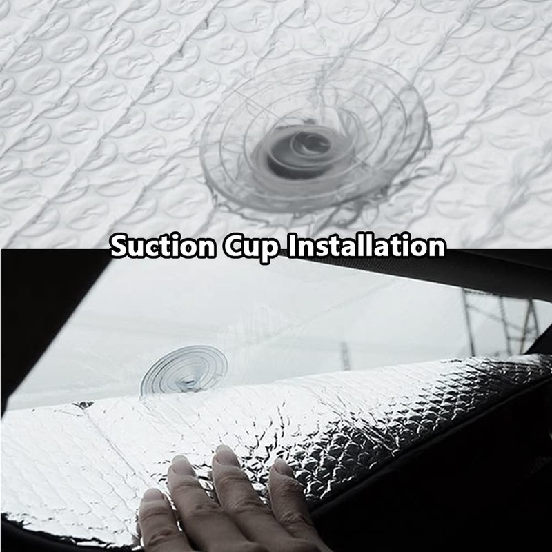 Riloer Aluminum Foil Windshield Sunshade with 2 Suction Cups, Windshield