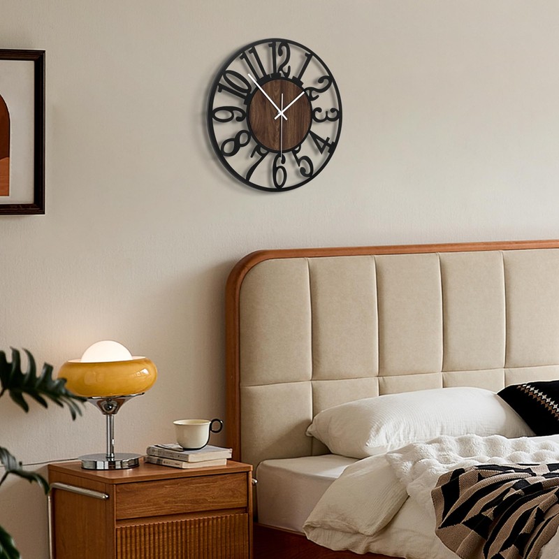 Maxstar Wall Clock Battery Operated,Silent Non-Ticking Modern Rustic Metal Round