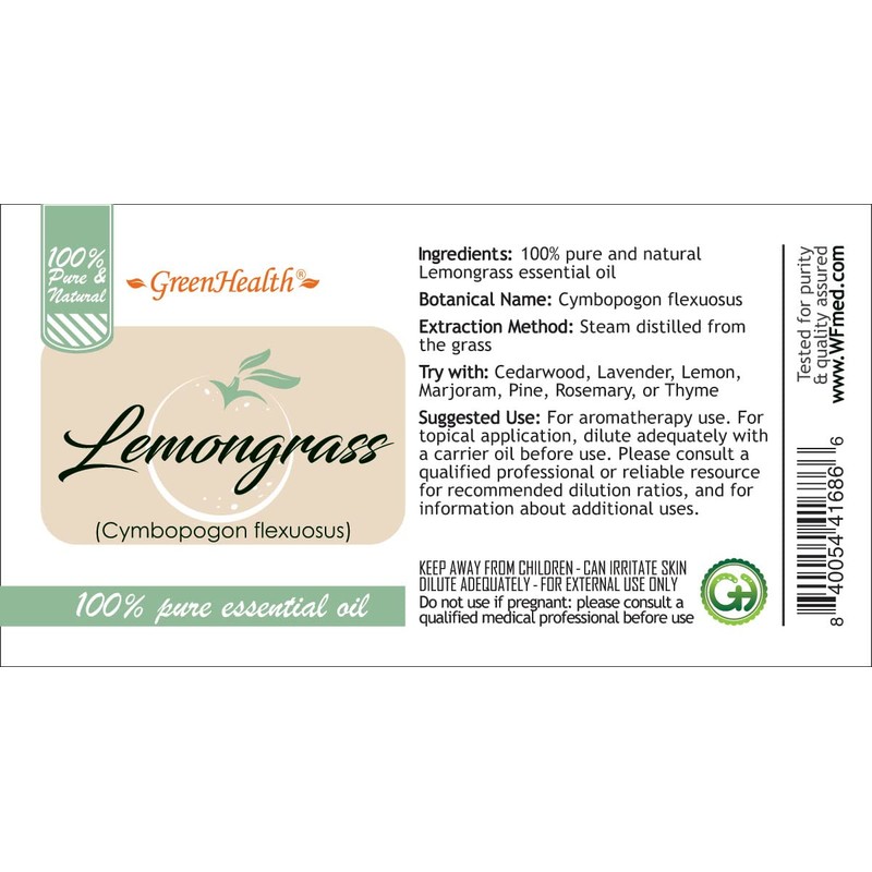 GreenHealth - Lemongrass Essential Oil - 16 fl oz -