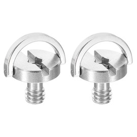 PATIKIL 1/4-20 Thread 14mm Length D-Ring Stainless Steel Camera Fixing Screws, 2 Pack D Shaft Quick Release Plate Screw for Camera Tripod/Monopod, Silver