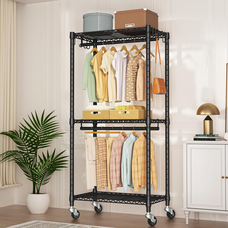 FUTASSI P3 Mini Rolling Clothes Rack, Clothing Racks for Hanging