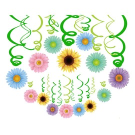 CC HOME Spring Summer Sunflower Party Decoration,30CT Summer Spring Daisy Flower Hanging Swirl Decorations ,Party Favour for Home,Classroom, Ceiling Wall Decor ,Girl,Boys Baby Shower,Birthday Party ,Summer Party,Easter Decoration Supplies,Multicolor