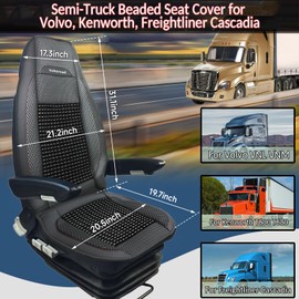 Beaded Seat Cover for Semi Truck, Breathable Cooling Beaded Seat Cushion for Truck Driver Seat, Keeps The Back from Getting Sweaty While Driving, Universal for Volvo, Kenworth, Freightliner Cascadia
