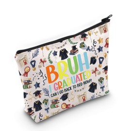 LEVLO Graduation Makeup Bag Graduation Class Gift Bruh I Graduated Can I Go Back To Bed Now Graduate Toiletry Bag Congratulations Graduation Merch, Bruh I Graduated Bag, 0