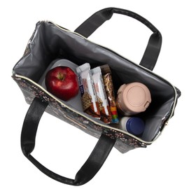 Jessica Simpson Insulated Lunch Bag for Work, Picnics, Travel Car Trips Reusable Can Cooler Wide Open Lunch Bags for Women (Flower Garden)