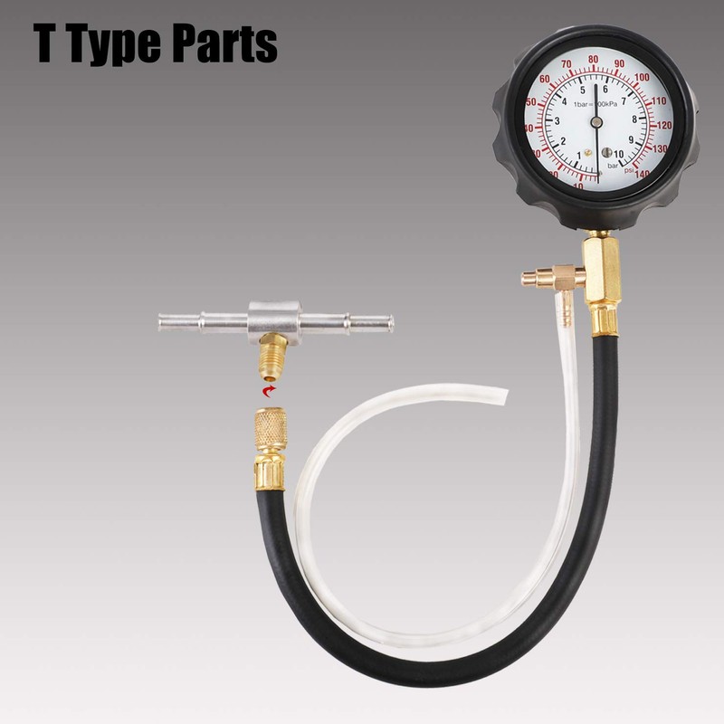 YSTOOL Fuel Pressure Tester Gauge Kit 140PSI Automotive Engine Injector