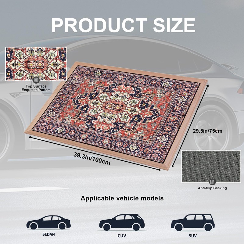 Lacut Car Trunk Mat, Red Retro, 29" x 39"