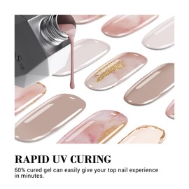 MelodySusie 30PCS Semi Cured Gel Nail Strips (Nude Marble), Works with Nail lamp, Salon Quality, Long Lasting, Easy to Apply and Remove, Includes 2 Prep Pads, Nail File and Wooden Stick