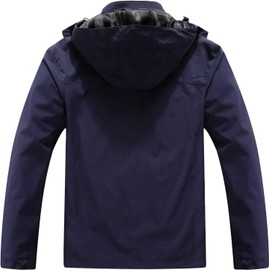 OTU Men's Lightweight Waterproof Hooded Rain Jacket Outdoor Raincoat Shell Jacket for Hiking Travel Navy L