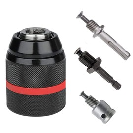 Keyless Chuck 1.5-13 mm, 1/2 Inch x 20UNF Drill Chuck Adapter Drill Chuck Hex Shank with SDS Adapter Accessories, 1/4 HEX, Keyless Keyless Chuck for Impact Wrenches