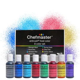 Chefmaster - Airbrush Kit - Airbrush Food Coloring - 8 Pack - True To Shade Vibrant Colors - Works With Any Airbrush Tool, Achieves Amazing Effects and Designs - Fade-Resistant Color - Made in the USA