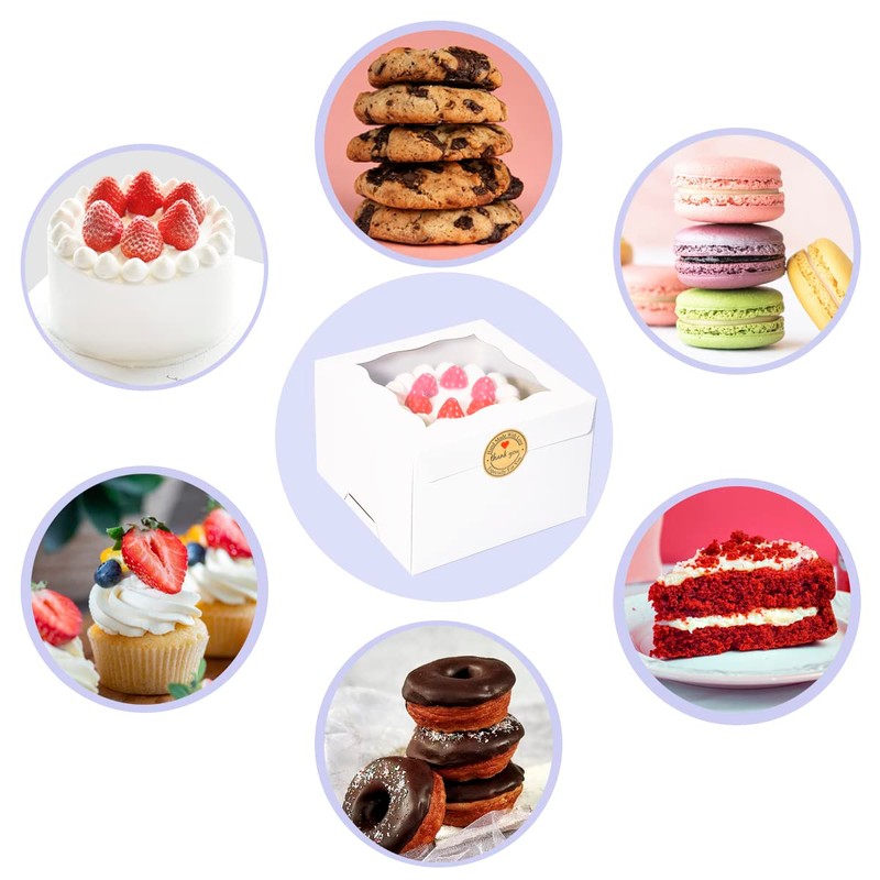 Huoshange Cookie Boxes with Window 6x6x4 Inch 50 Pack Premium