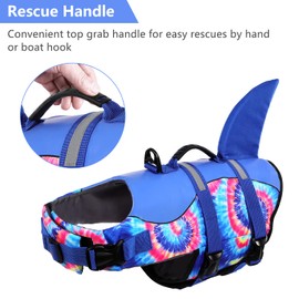 ASENKU Dog Life Jacket Pet Life Safety Vest for Swimming Boating, Dog Shark Life Jackets Dog Lifesavers Swimsuits for Pool, Dog Water Floatation Vest for Small Medium Large Dogs (Blue Bandhnu, XS)