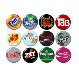 Soda Pop Logo Buttons Pins (set #2)