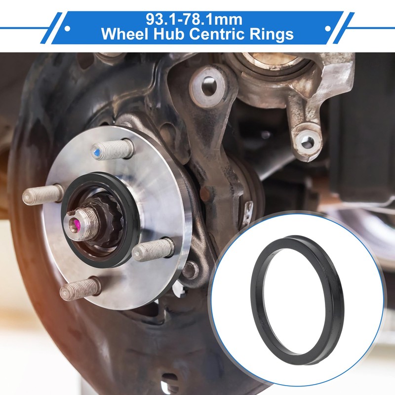 VekAuto 93.1mm to 78.1mm Car Wheel Hub Centric Rings Black