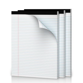 White Legal Pad 8.5 x 11 College Ruled Note Pads, 3 Pack Legal Pads 8.5 x 11 Lined Paper Narrow Ruled Writing Pads, 30 Sheets Per Note Pad, Micro Perforated Legal Paper 8.5 x 11 for Work/School/Office