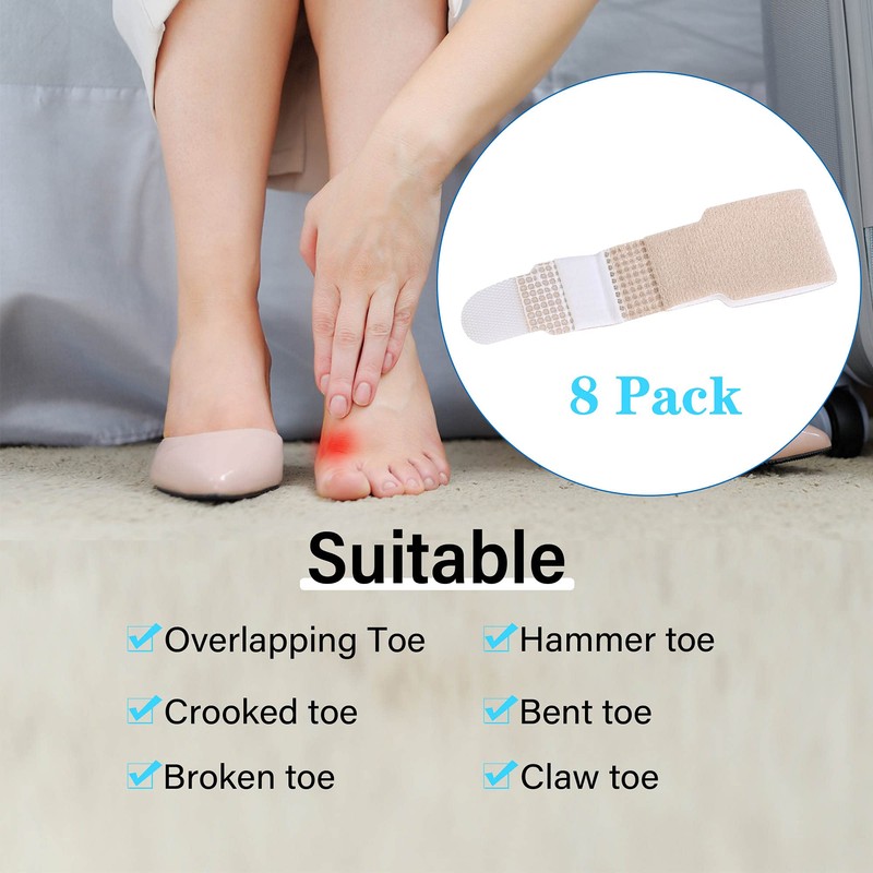 DYKOOK Broken Toe Wraps 8 Pcs/Pack Fabric Toe Splint Toe