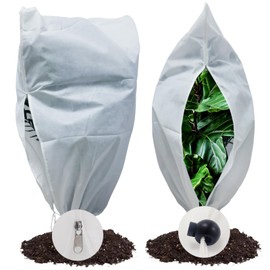 Plant Covers Freeze Protection, 2.8 oz Thick Winter Plant Covers Freeze Protection, Frost Cloth for Wrapping Trees, Garden Warm Bag with Zippers and Drawstrings (48" W x 72" H-2PACK-White)