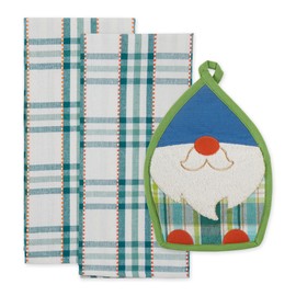 DI Kitchen Accessories Collection Decorative Gift Set, Potholder & Dishtowel Set, DT 18x28/PH 7.5x10, Garden Gnome, 2, Piece