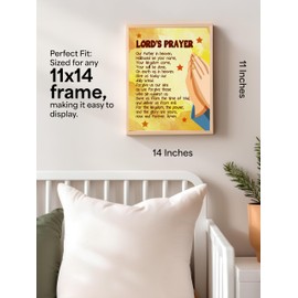 AMERICAN LUXURY GIFTS Lord's Prayer Kids Version - Colorful Christian Scripture Wall Art, Motivational Faith Decor for Nursery, Kids Bedroom, Sunday School - 11x14 Unframed Print